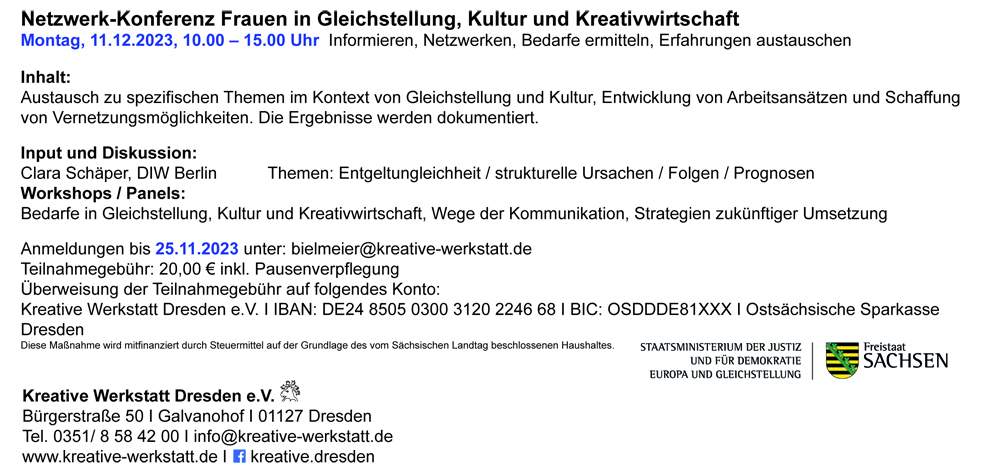 Frauen in Gleichstellung, Kultur und Kreativwirtschaft